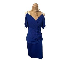 MSK /INC Formal 2 piece outfit sz medium crystal royal blue skirt sleeveless top